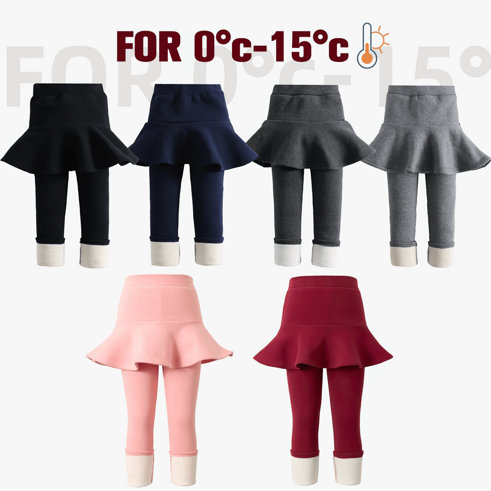 Girls Sport Warm Leggings with Flared Skirt - SF3886 in various colors for cold weather