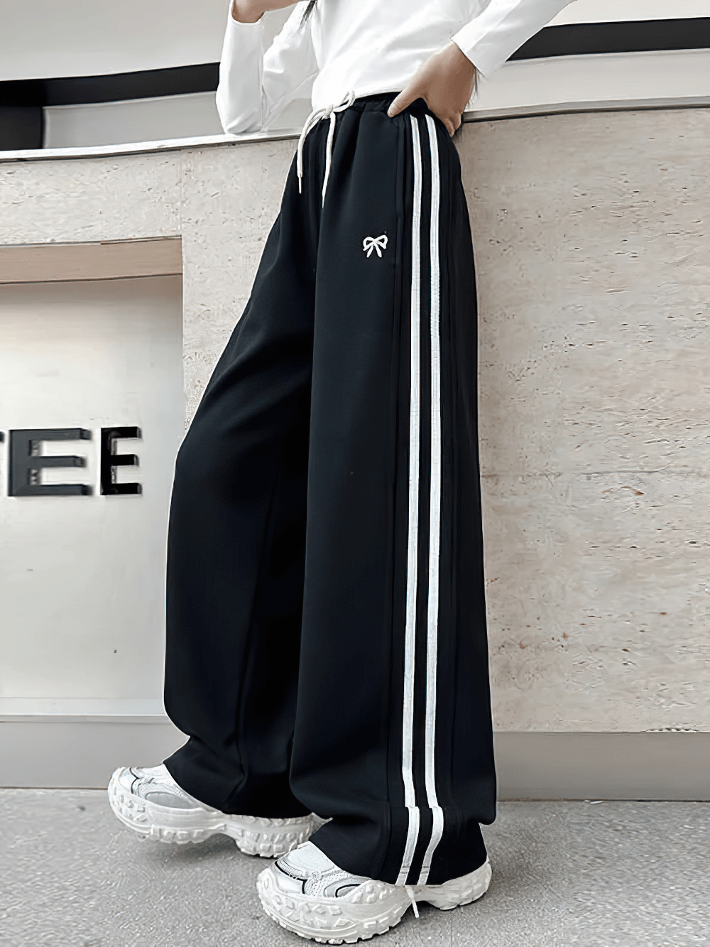 Girls Sporty Pants with Side Stripes and Drawstring - SF3620, comfy elastic waist, perfect for casual outings, athletic look, durable material