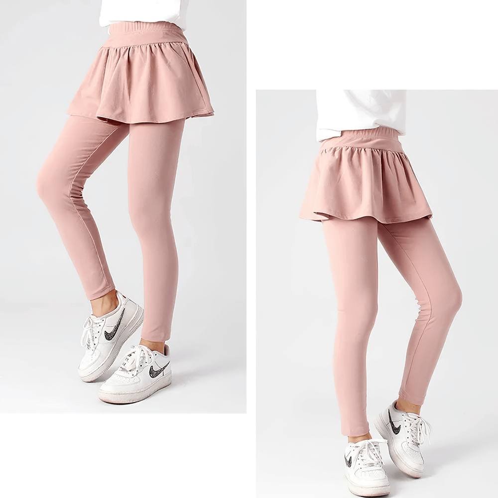 Girls Stretchy Leggings with Ruffle Skirt Design - SF3701