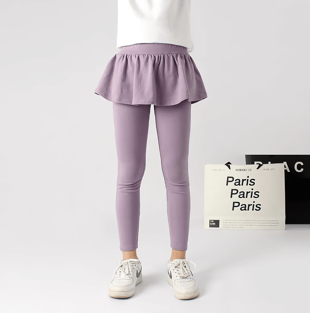 Girls Stretchy Leggings with Ruffle Skirt Design - SF3701