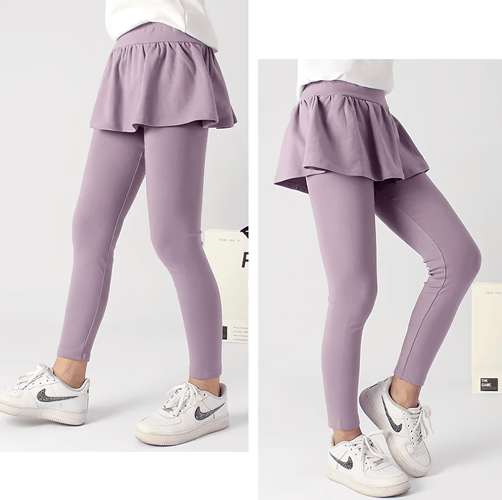 Girls Stretchy Leggings with Ruffle Skirt Design - SF3701