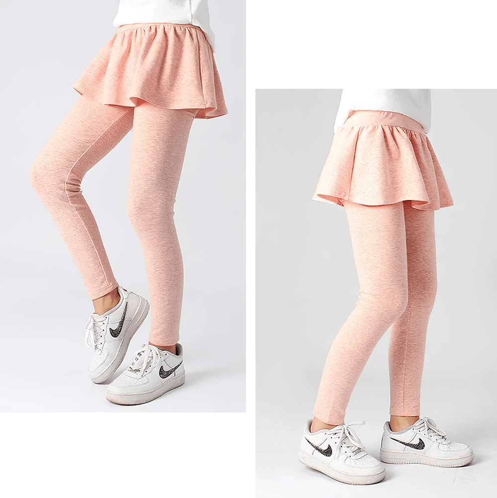 Girls Stretchy Leggings with Ruffle Skirt Design - SF3701