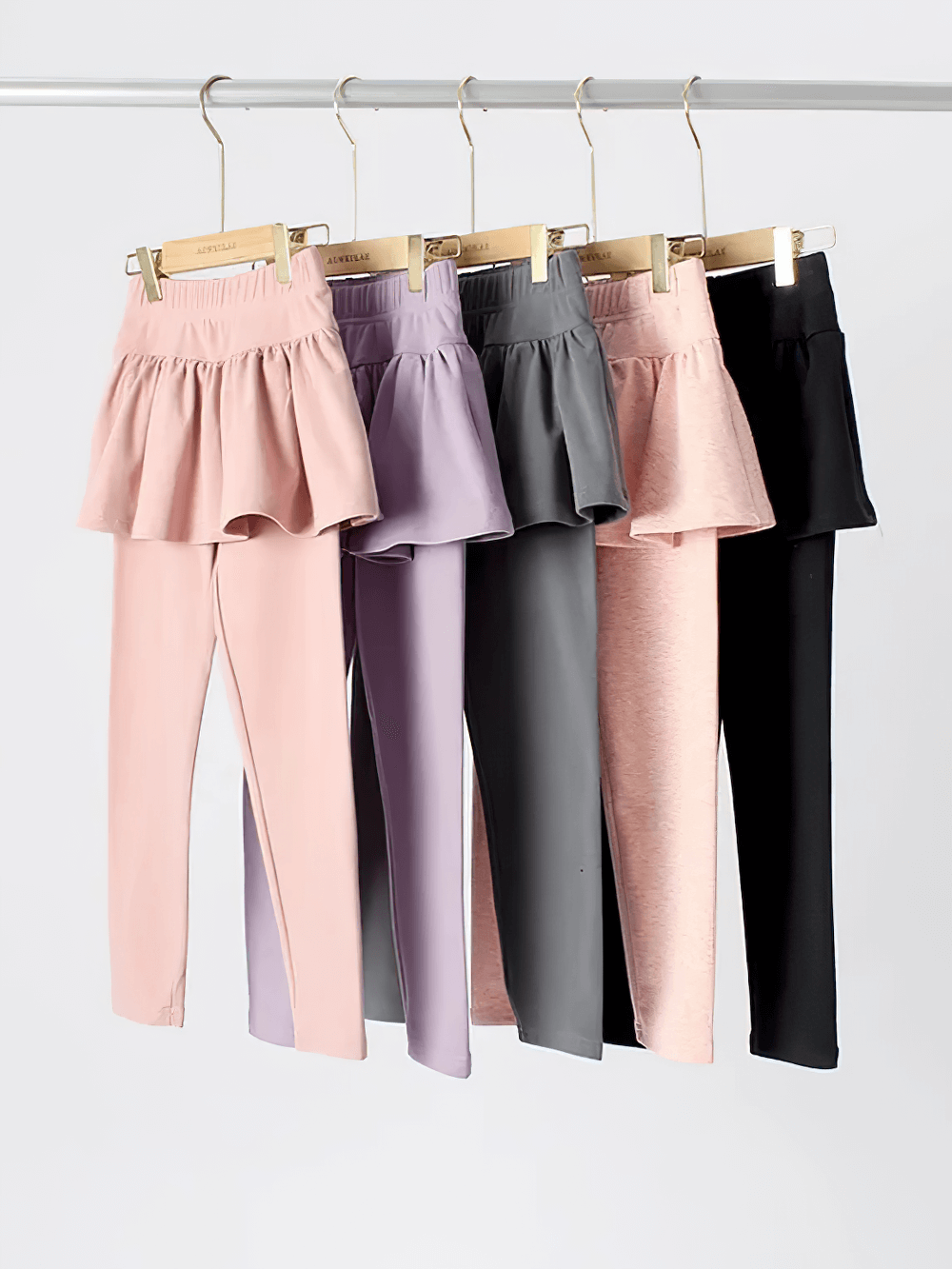 Girls Stretchy Leggings with Ruffle Skirt Design - SF3701