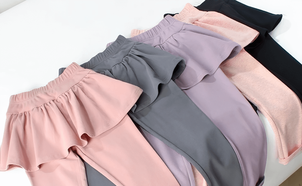 Girls Stretchy Leggings with Ruffle Skirt Design - SF3701