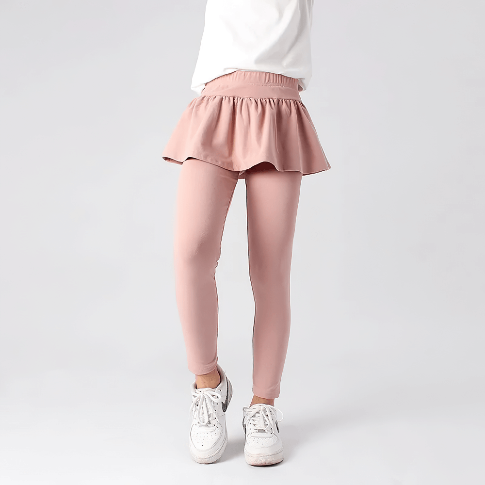 Girls Stretchy Leggings with Ruffle Skirt Design - SF3701