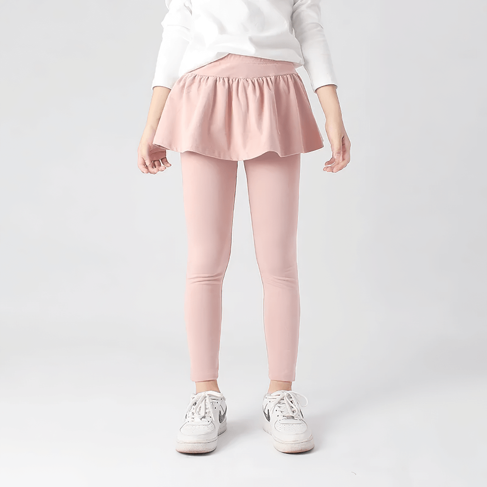 Girls Stretchy Leggings with Ruffle Skirt Design - SF3701