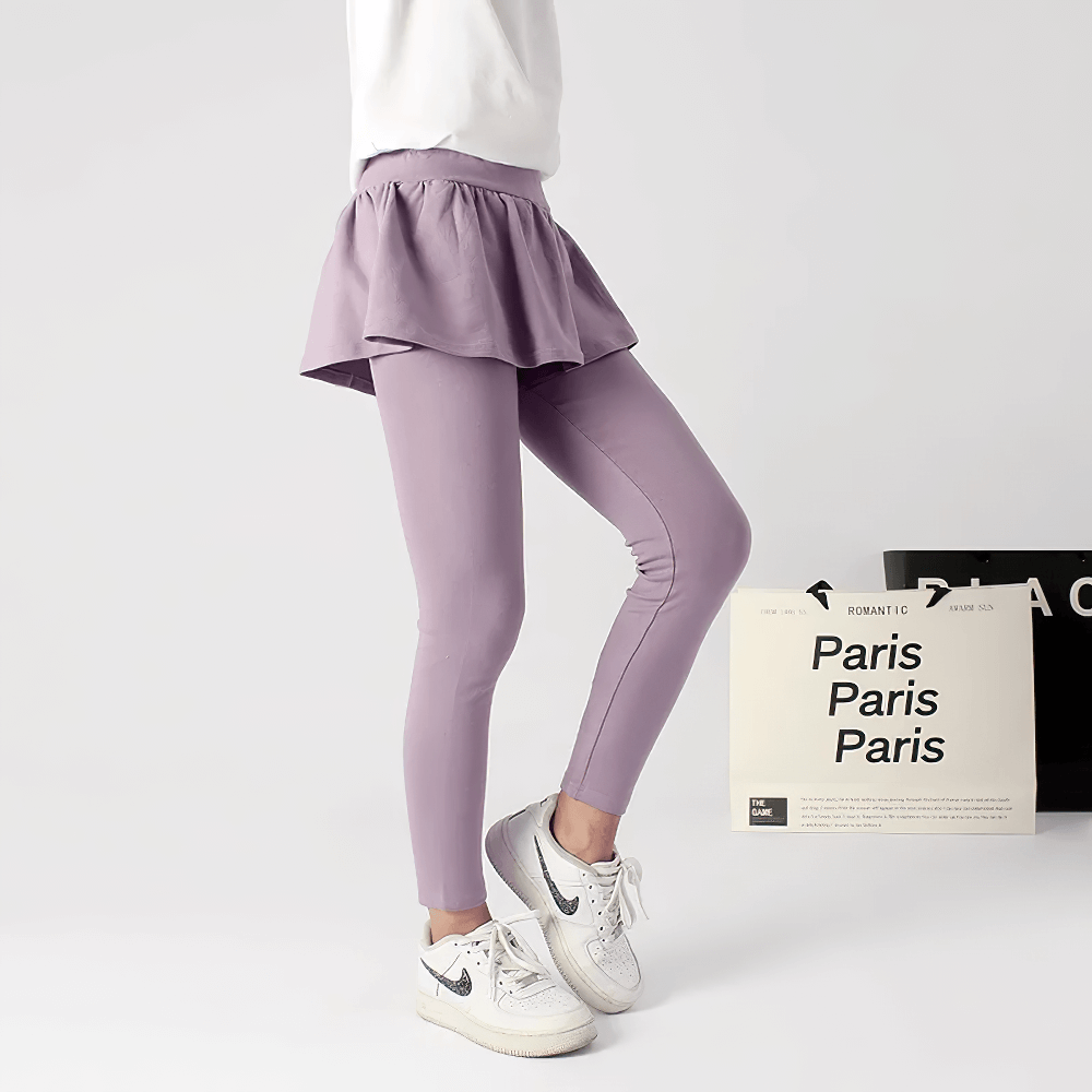 Girls Stretchy Leggings with Ruffle Skirt Design - SF3701