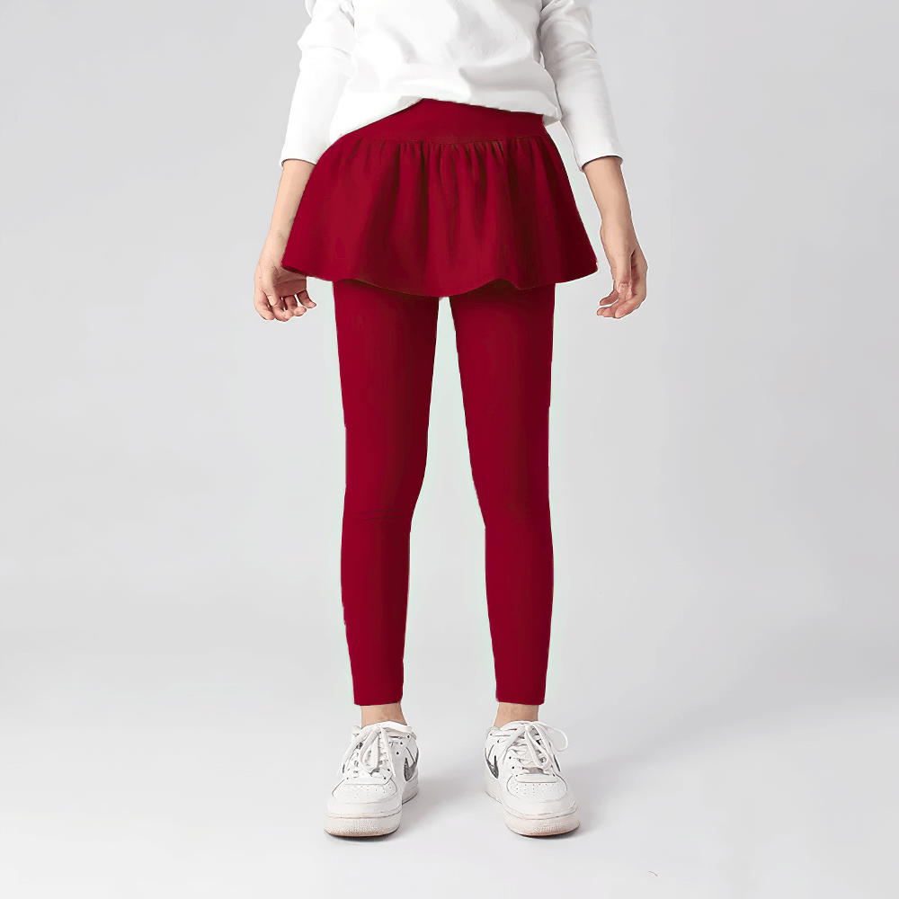 Girls Stretchy Leggings with Ruffle Skirt Design - SF3701