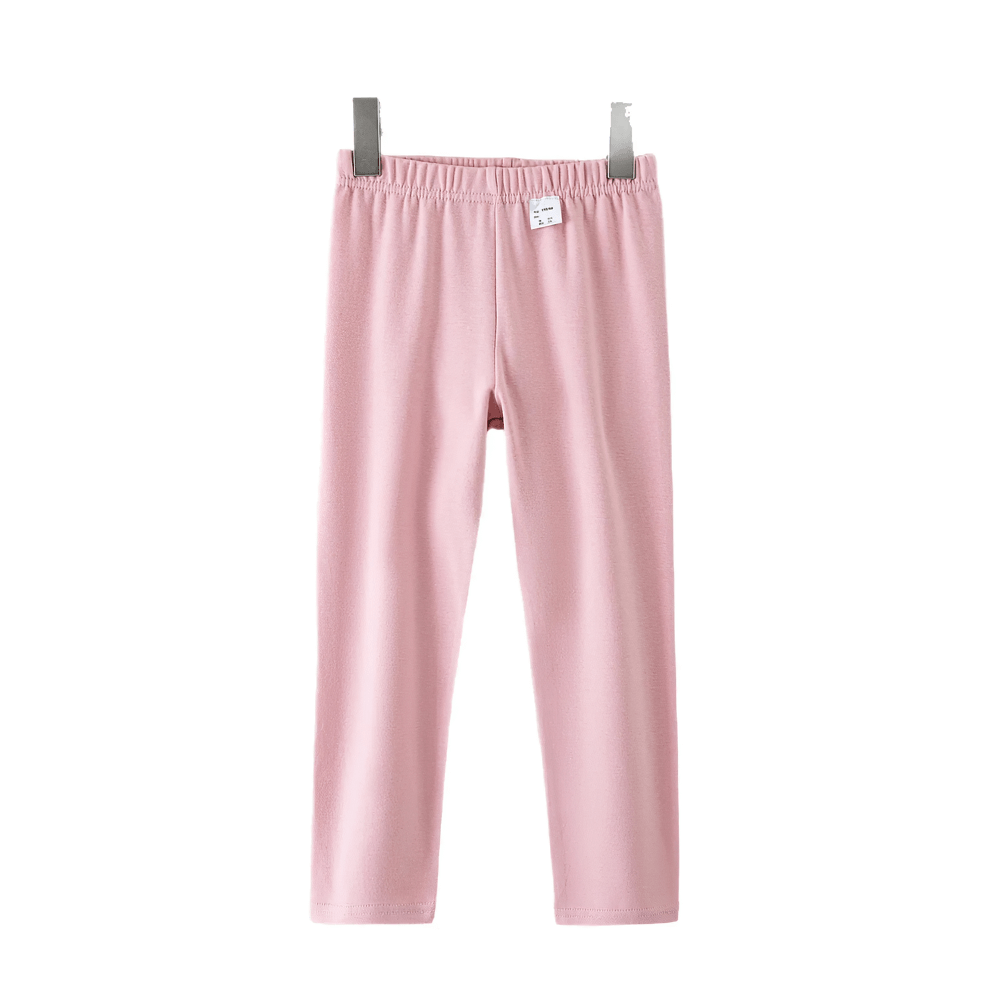Girls Stretchy Sport Leggings in Soft Solid Colors - SF3681, light pink elastic leggings for kids with a flexible waistband.