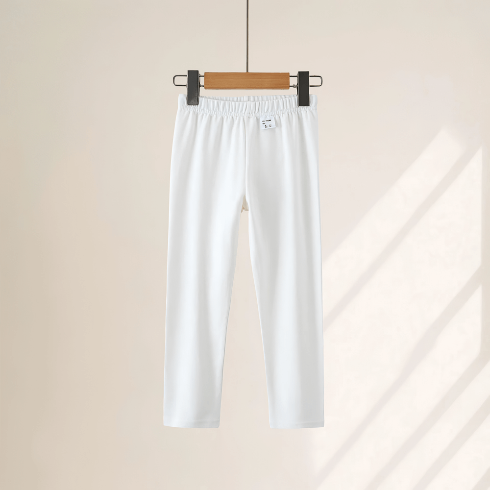 Girls Stretchy Sport Leggings in Soft Solid Colors - SF3681 hanging against neutral background