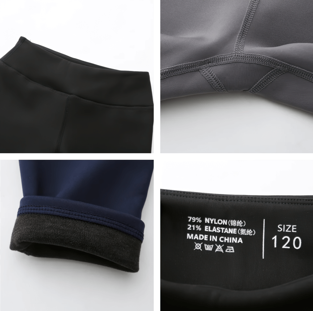 Close-up details of Girls Thermal Fleece Lined Sport Leggings - SF3862, showcasing material composition and design features.