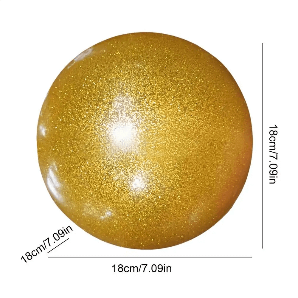 Gold glitter 18cm anti-burst balance training ball for enhancing stability, core strength, and flexibility workouts.