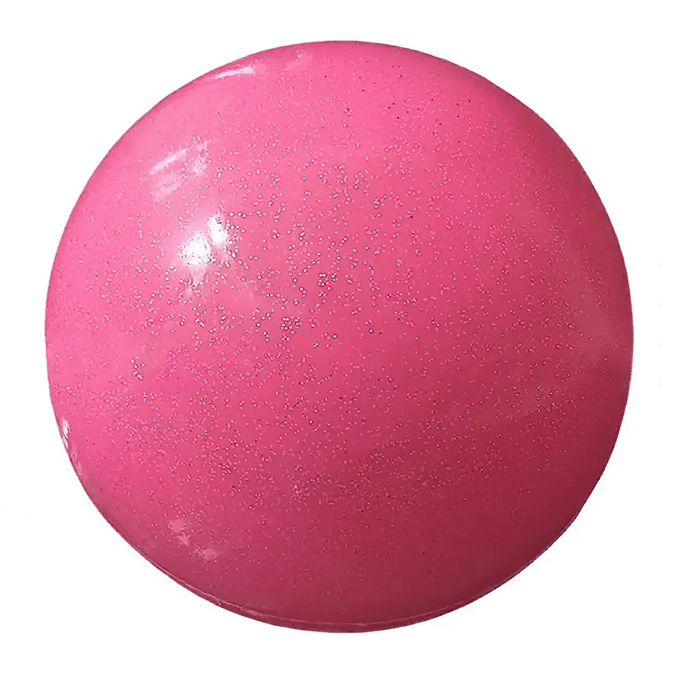 Pink glitter balance training ball for core workouts and fitness, anti-burst stability, improves posture and flexibility, 18cm.