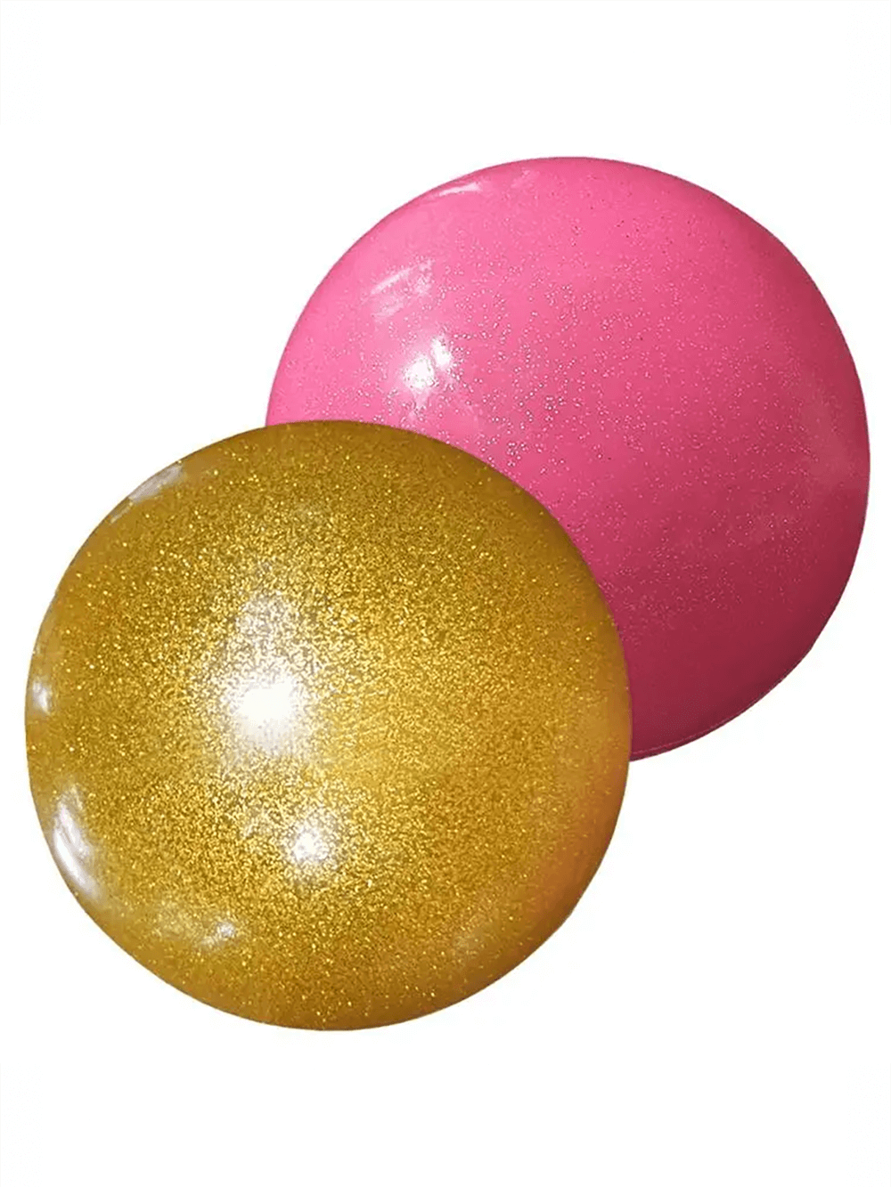 Glitter Balance Training Balls in gold and pink for gym fitness, enhance stability, core workouts, posture, and flexibility.