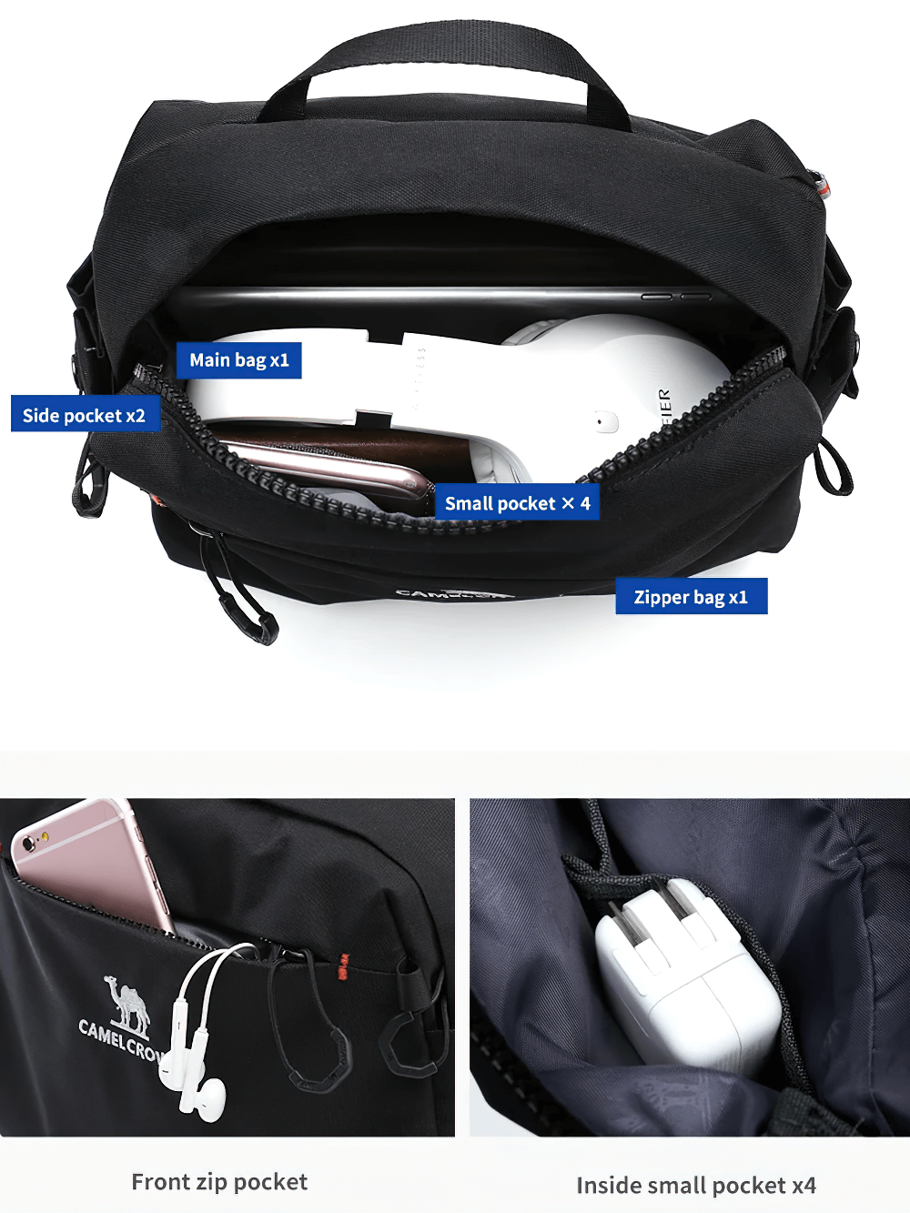 Golf Nylon Outdoor Shoulder Bag with multiple compartments and pockets, ideal for sports and fitness enthusiasts, model SF2296.