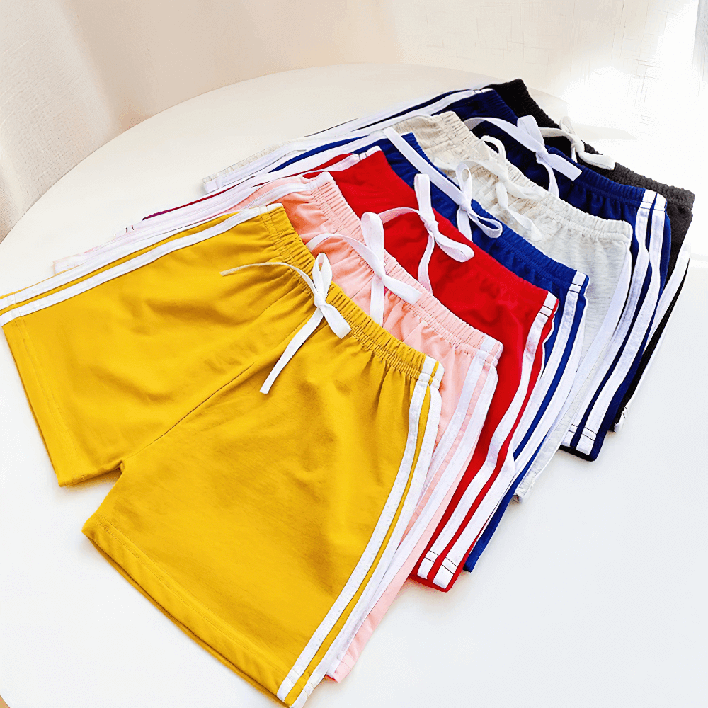 Athletic Drawstring Shorts With Side Sport Stripes - SF3727 in assorted colors for kids' active wear.