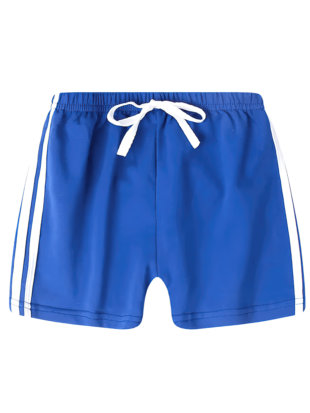 Athletic Drawstring Shorts With Side Sport Stripes - SF3727, blue kids' summer shorts with contrast stripes and elastic waistband.