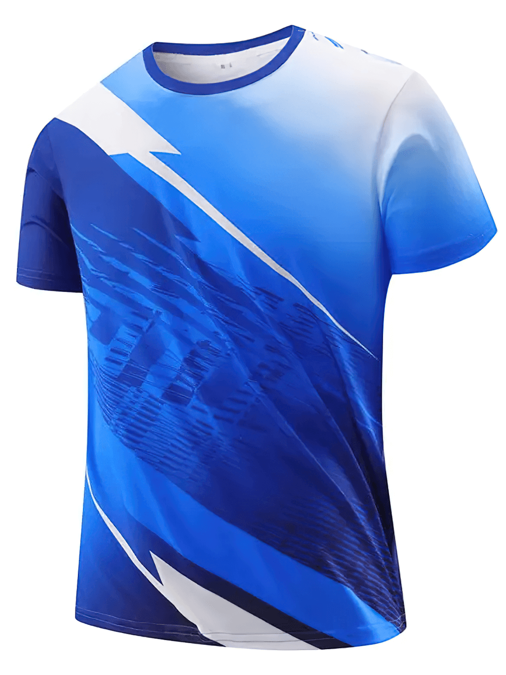 Alt Tag: Gradient Graphic Sports T-Shirt for Training - SF4323 blue abstract print crew neck performance tee for gym running training