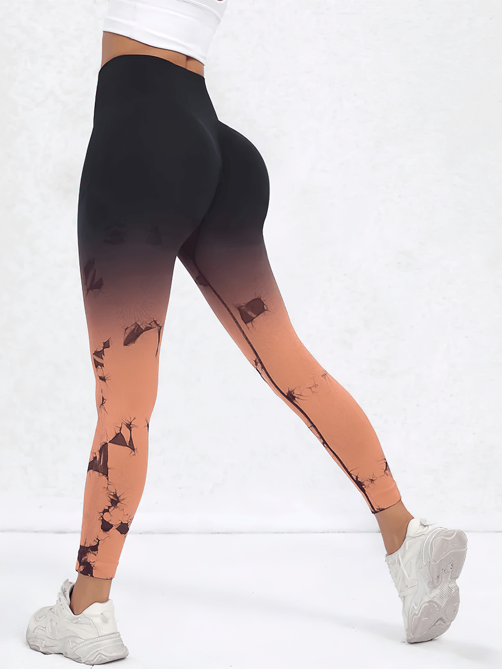 Gradient High Waist Seamless Sports Leggings - SF4068 in ombre design for yoga and training, featuring contour shading and high rise fit.