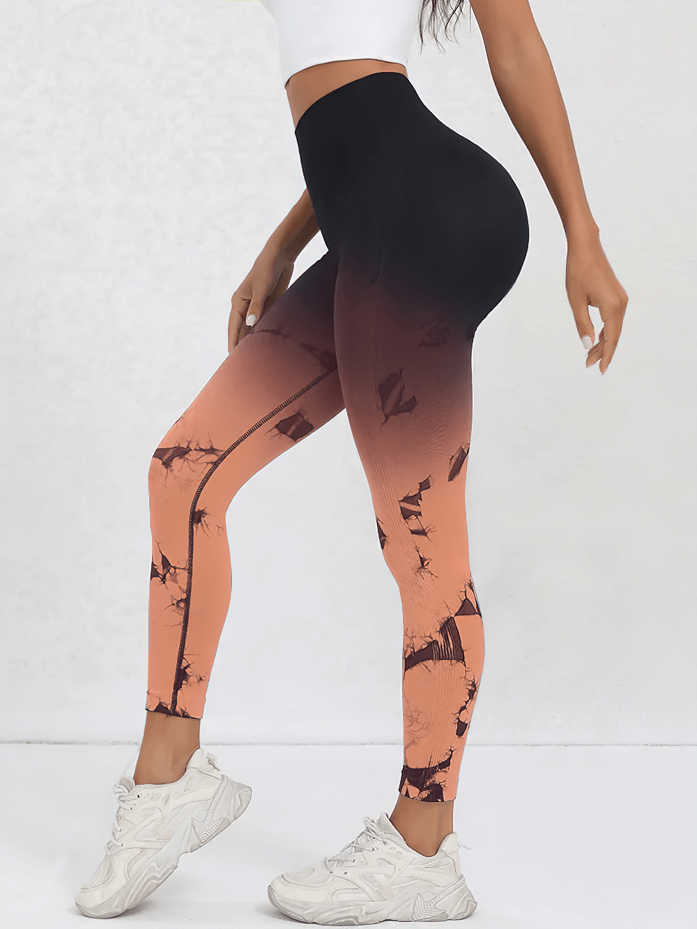 Gradient High Waist Seamless Sports Leggings - SF4068 in tie dye pattern for yoga and gym