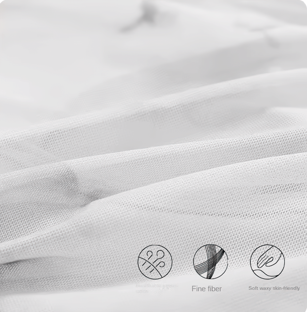 Close-up of gradient mesh fabric showcasing fine fibers and skin-friendly, soft texture for activewear.