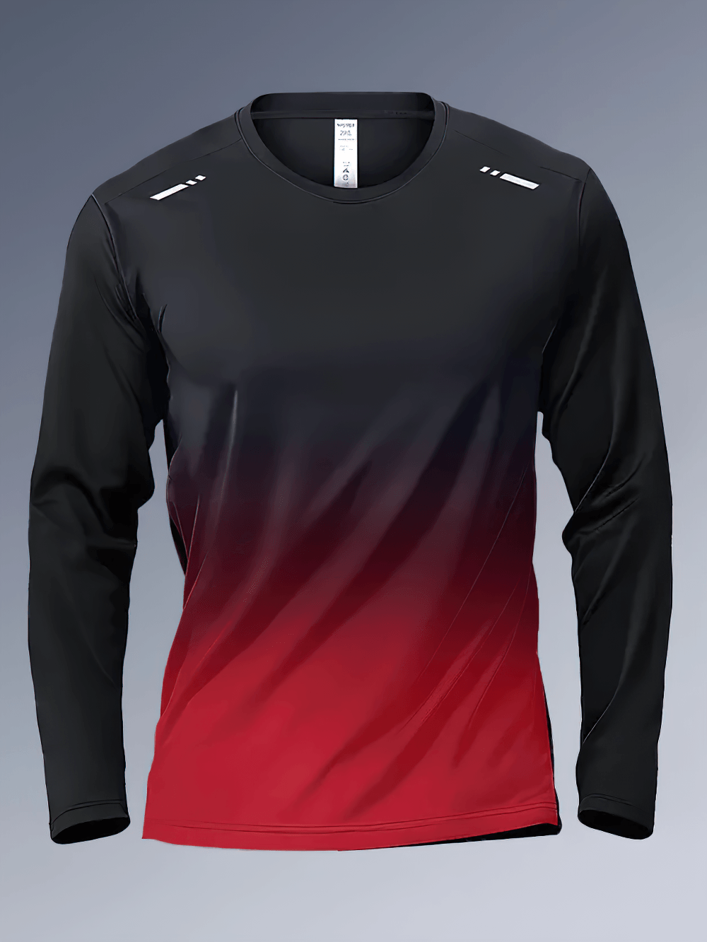 Gradient Long-Sleeved Running Top for Sports - SF4639 in black and red, perfect for athletic training and outdoor fitness.