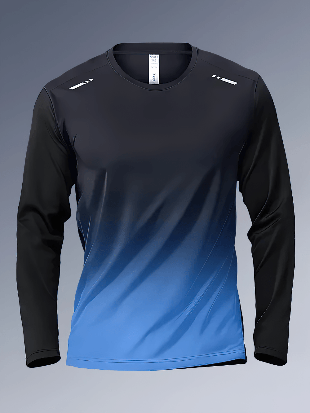 Gradient Long-Sleeved Running Top for Sports - SF4639 in blue and black with reflective shoulder details.