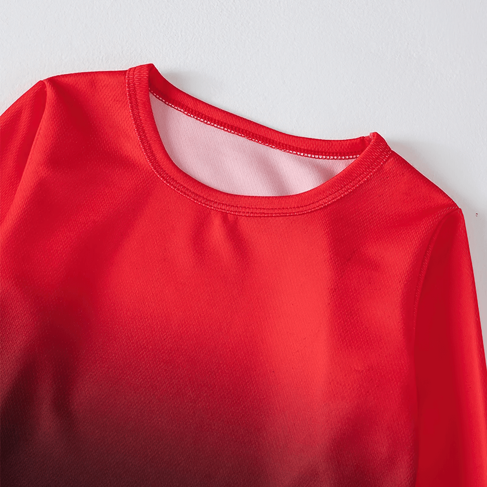 Gradient Long-Sleeved Sports Top for Boys - SF3853 in red, featuring ombre design for active play and outdoor adventures.