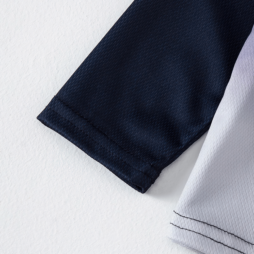 Close-up of sleeve detailing on the Gradient Long-Sleeved Sports Top for Boys - SF3853 showing ombre effect and stitching.