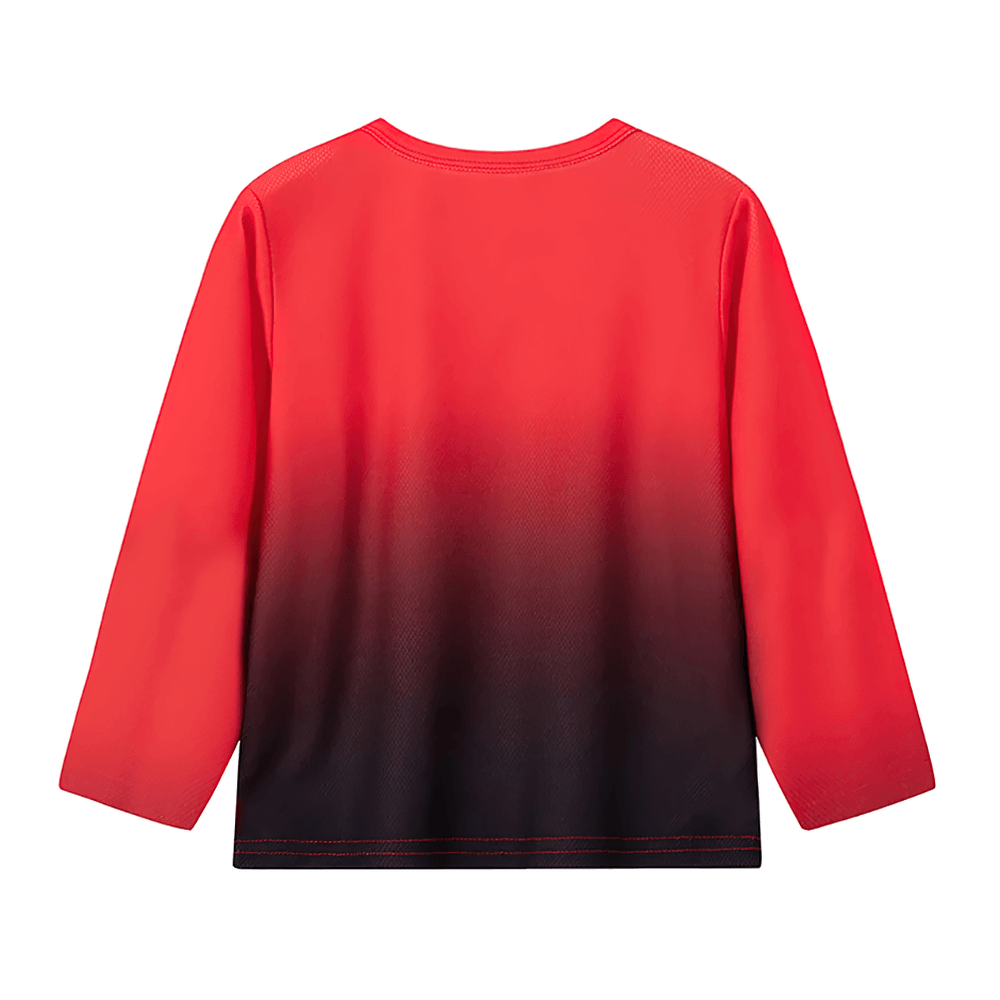 Gradient Long-Sleeved Sports Top for Boys - SF3853 in red and black ombre, perfect for active play and layering in cool weather.