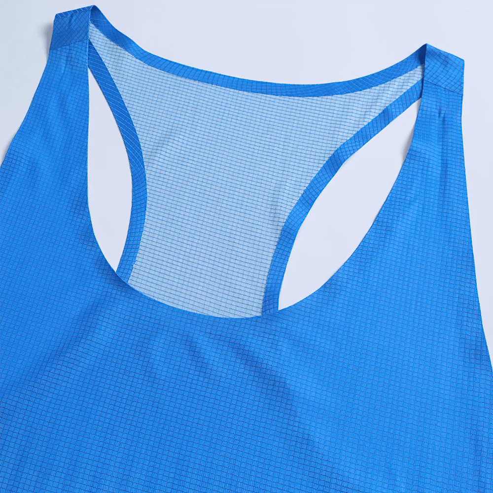 Gradient Running Tank Top for Fitness Training - SF4092 with racerback design, blue ice silk breathable fabric for gym and running.