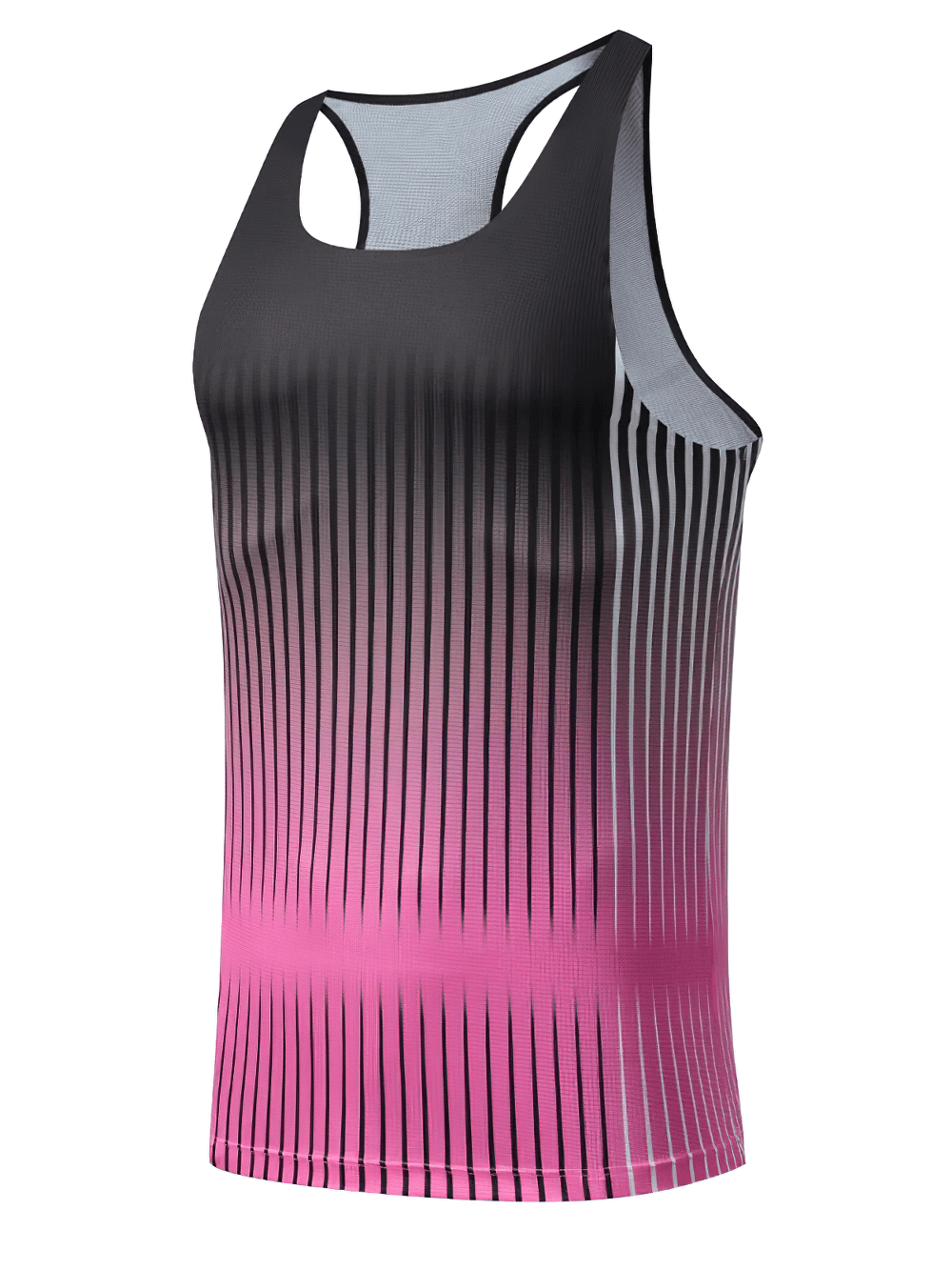 Gradient Running Tank Top for Fitness Training - SF4092 with vibrant 3D stripes and racerback design, perfect for gym and running.