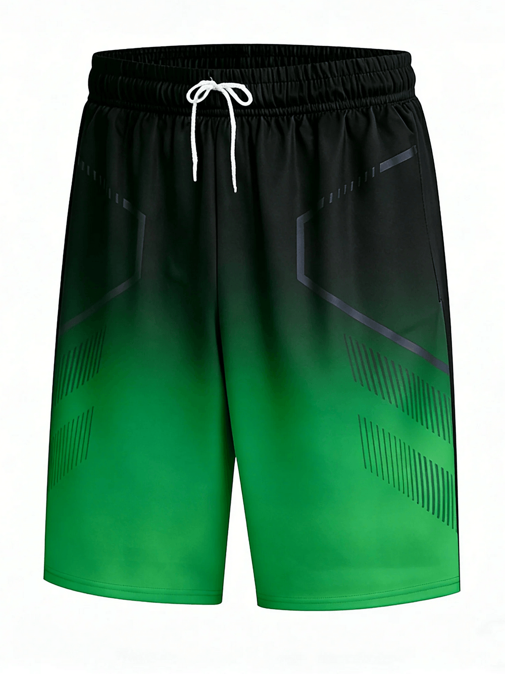 Gradient Sport Gym Shorts with Drawstring Waist - SF4574 in black and green gradient design.