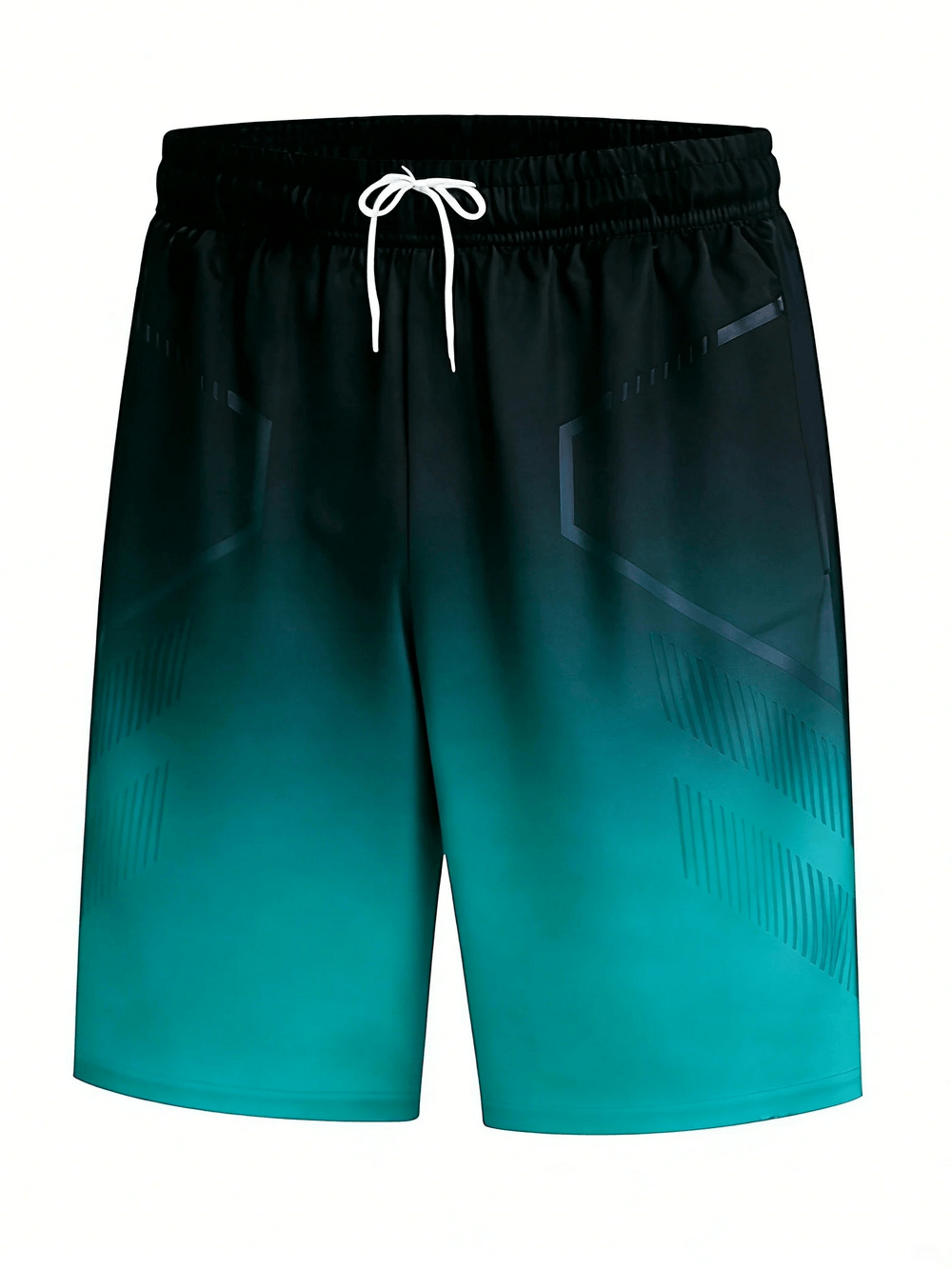 Gradient Sport Gym Shorts with Drawstring Waist - SF4574 in a bold teal gradient design for activewear.