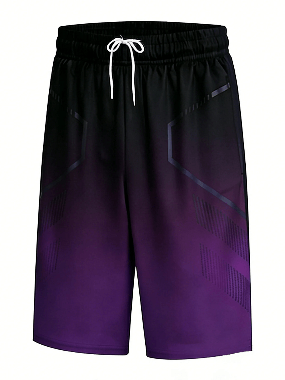 Gradient Sport Gym Shorts with Drawstring Waist - SF4574 in bold black and purple design.