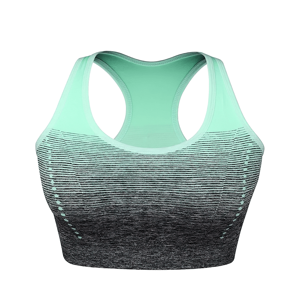 Gradient Sports Bra with Padded and Seamless Design - SF4025, stylish crossback sports bra in breathable fabric for yoga and fitness