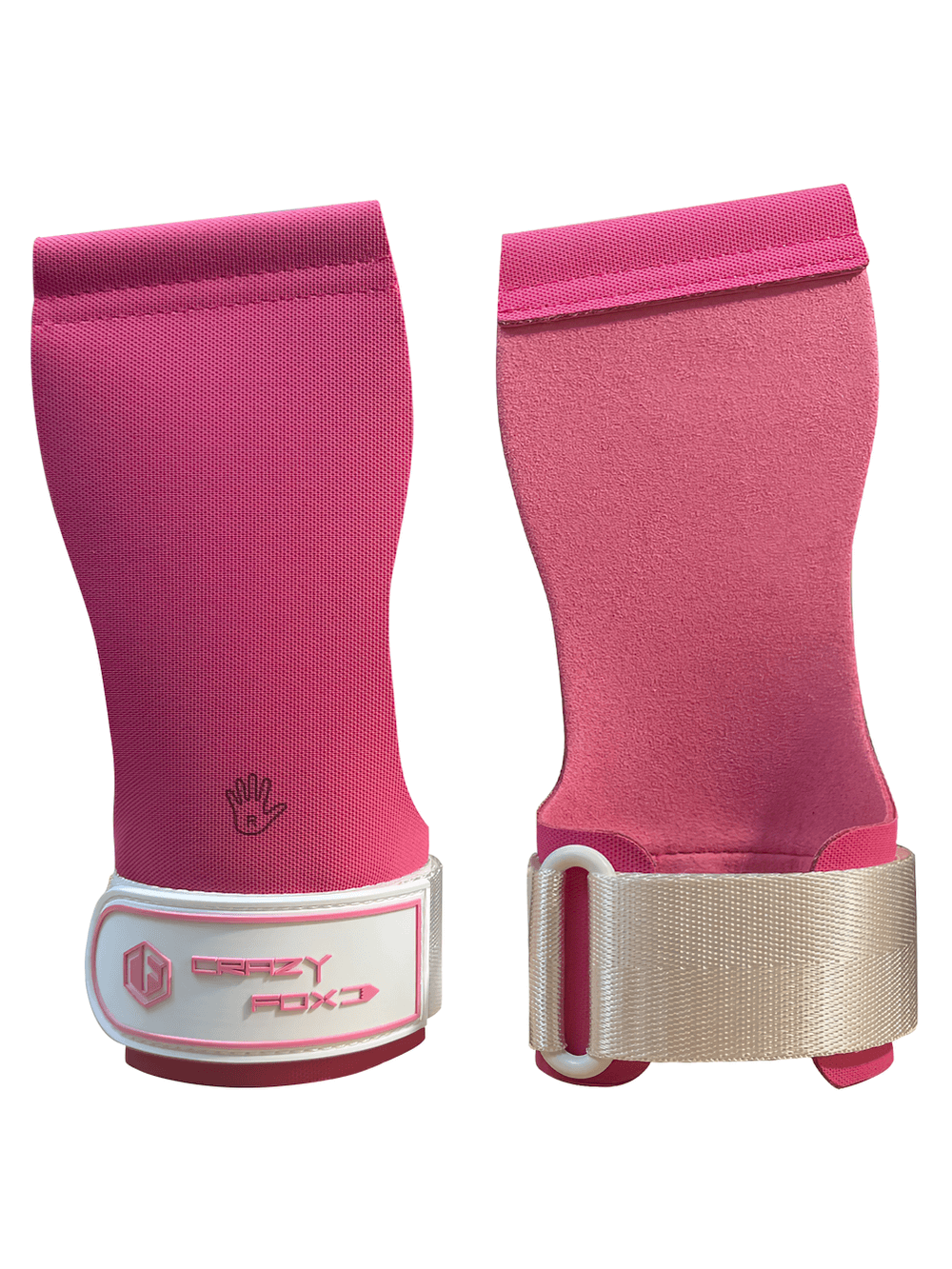 Gym Hand Grips with Wrist Strap Support - SF3518 in vibrant pink showcasing palm protection and secure wrist alignment for effective training.