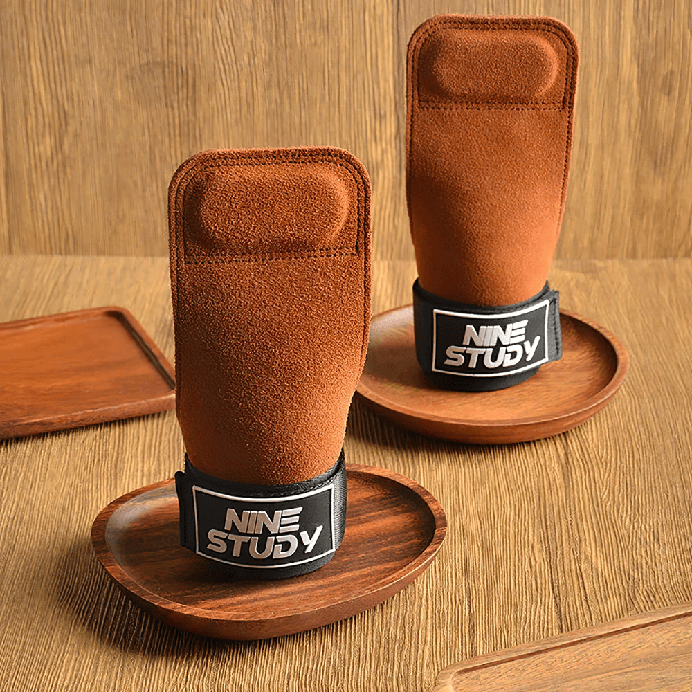 Gym Hand Grips with Wrist Support Straps - SF3506 on display, featuring anti-slip protection and durable design for weightlifting.