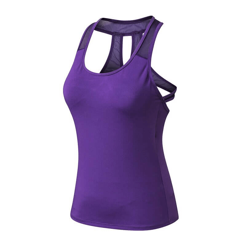 Gym Sports Women's Asymmetric Back Tank - Breathable Purple Yoga Slim Top, Anti-pilling, Perfect for Yoga and Running - SF0005