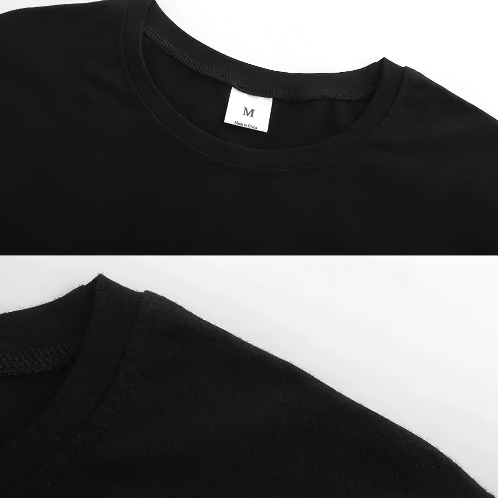 Close-up of the neckline and fabric details of the Gym Warriors Graphic Oversized Workout T-Shirt - SF4753 in black.