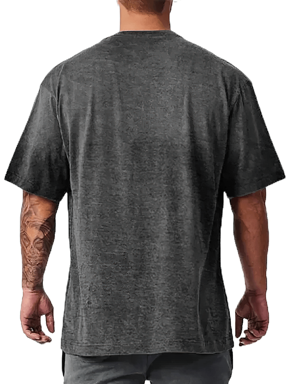 Gym Warriors Graphic Oversized Workout T-Shirt - SF4753 back view in dark gray, perfect for gym sessions and streetwear.