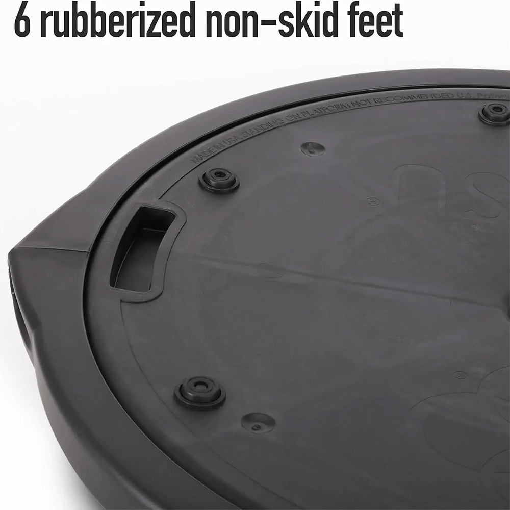 Close-up of Half Balance Ball Trainer showing 6 rubberized non-skid feet for stability in home workouts and fitness routines.