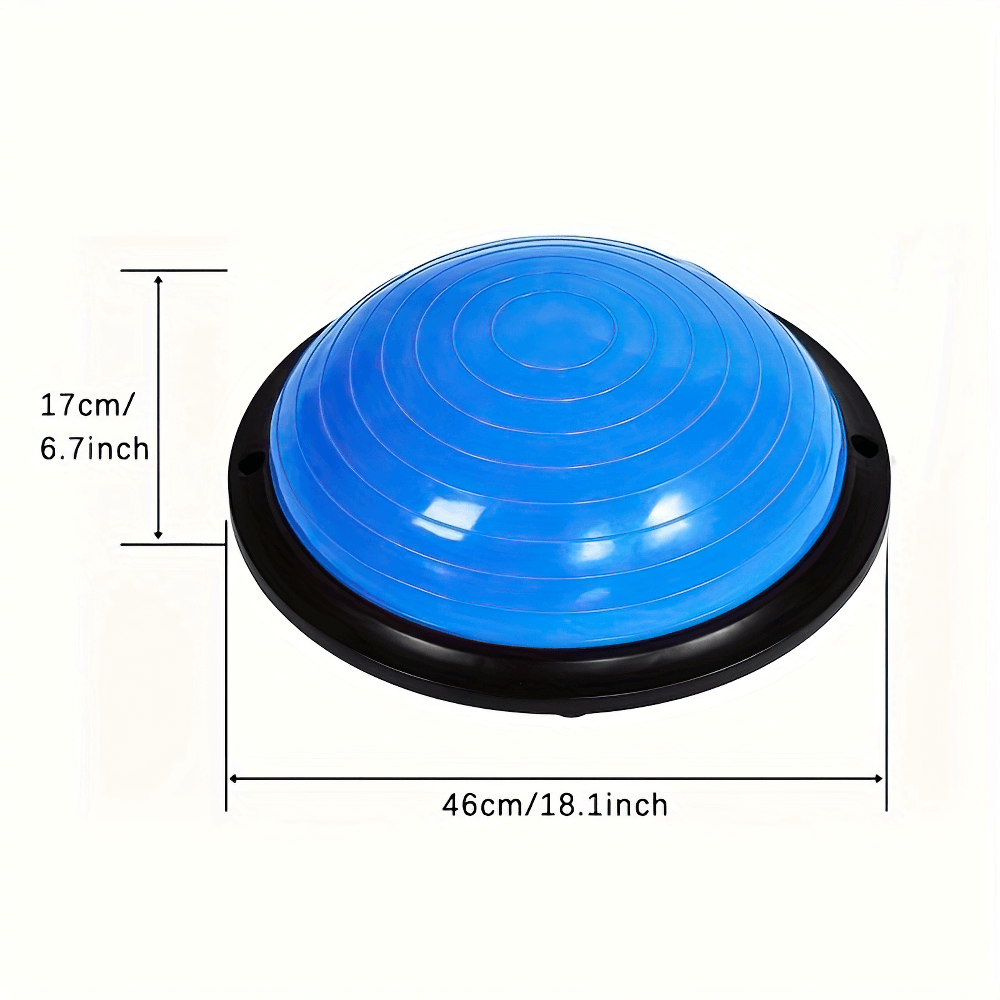 Half balance trainer ball with dimensions, ideal for speed training, yoga, and core workouts, featuring durable materials.