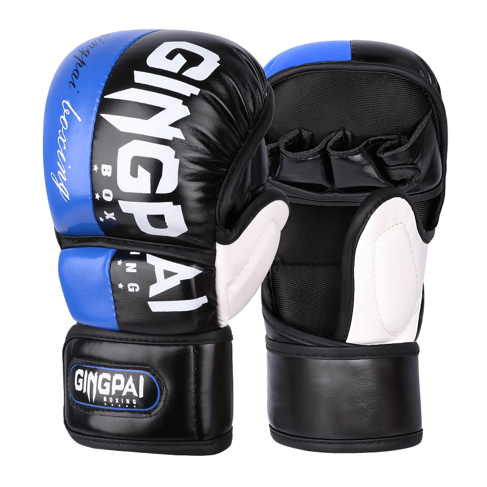 Half-Finger Boxing Gloves SF3136 showcasing breathable design, enhanced grip, and wrist support for training and sparring.