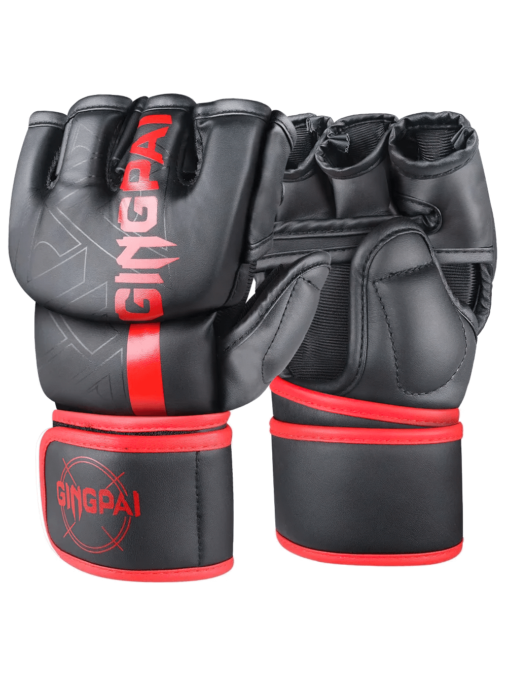 Half-Finger Fight Gloves SF2693 for MMA and sparring, durable PU leather, shock absorption, twide hasp, men and women, 48-67 kg.
