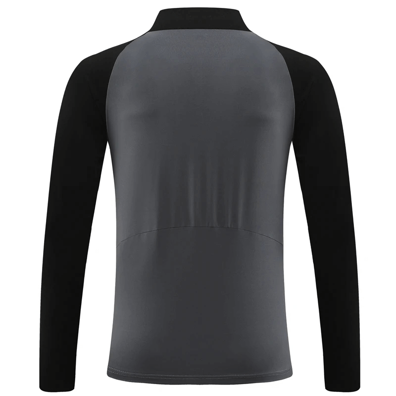 Back view of blue and black Half-Zip Athletic Colorblock Fit Training Top SF2076, featuring quick-dry sweat-wicking fabric.