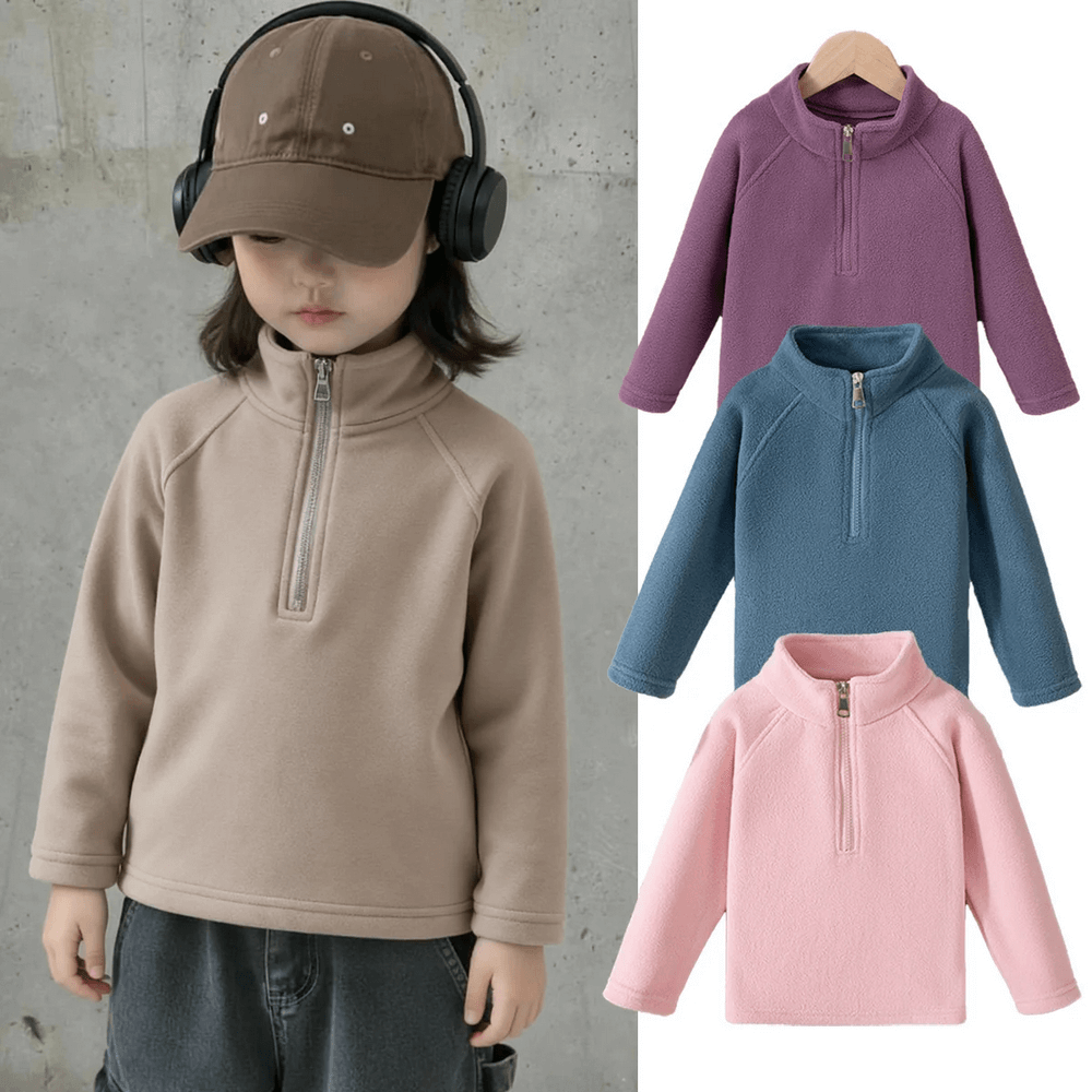 Child wearing Half Zip Fleece Pullover Warm Casual Sweatshirt - SF3852 with additional color options in a cozy design.