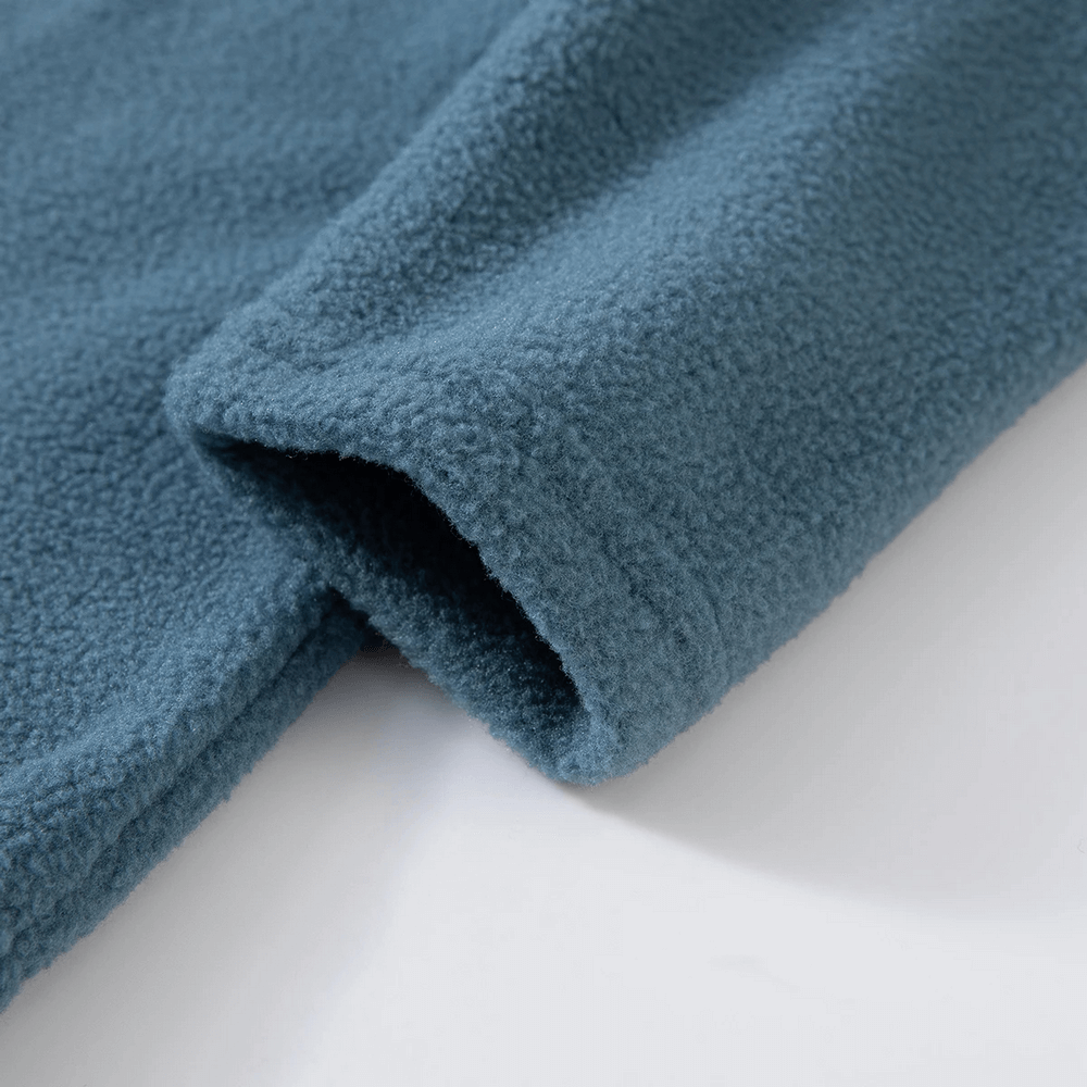 Close-up of blue Half Zip Fleece Pullover Warm Casual Sweatshirt - SF3852 sleeve showcasing soft-textured fabric, perfect for kids.