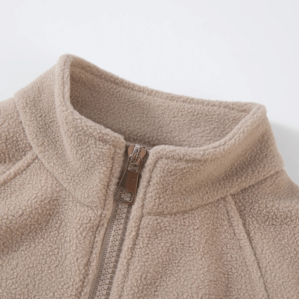 Close-up of Half Zip Fleece Pullover Warm Casual Sweatshirt - SF3852 showing soft texture and practical half zipper design.