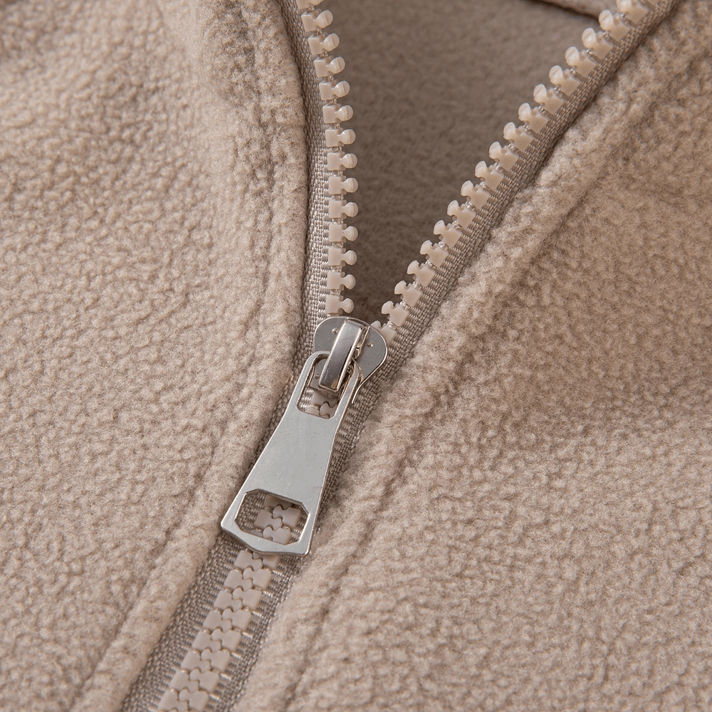 Close-up of Half Zip Fleece Pullover Warm Casual Sweatshirt - SF3852 showcasing the zipper detail in soft fleece.